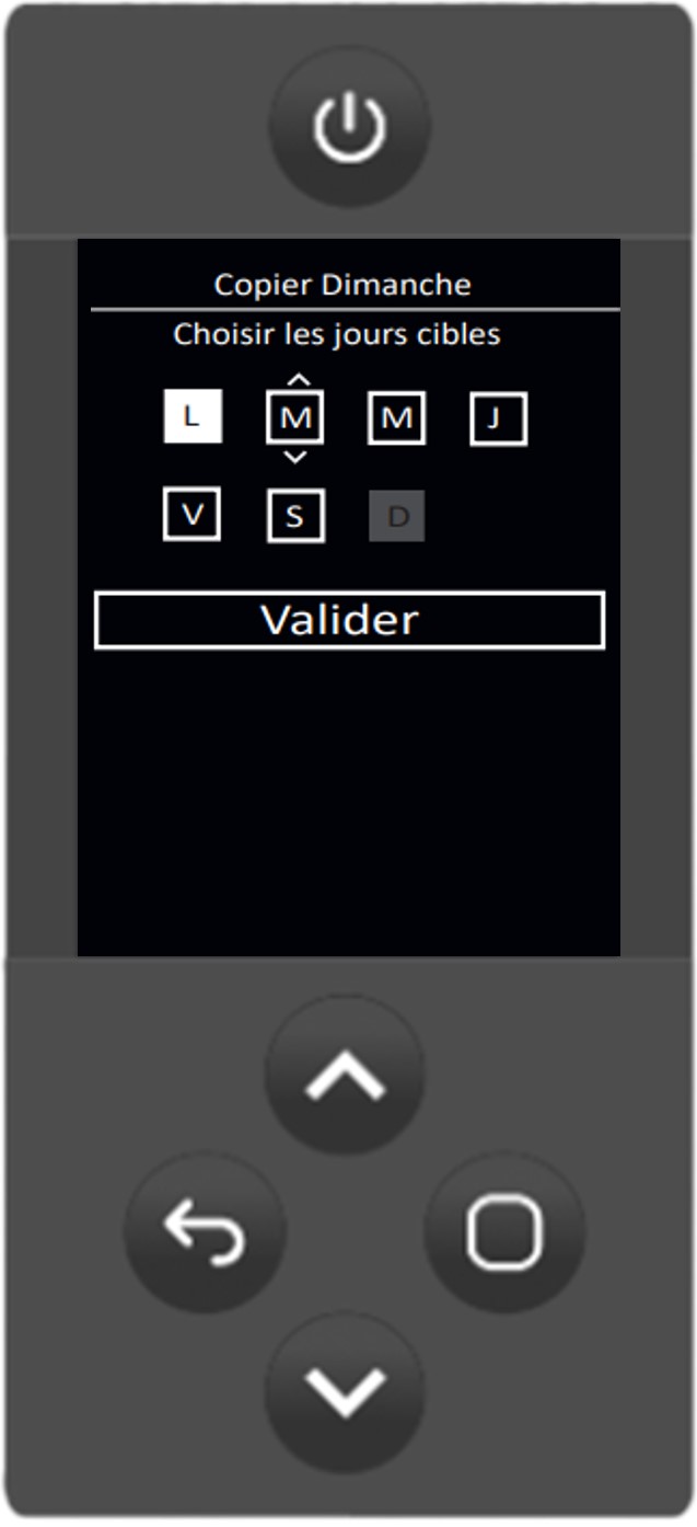 copier coller planning radiateur électrique zigbee atlantic - sélection des jours
