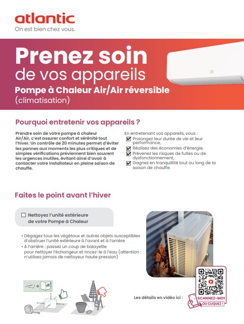 Infographie entretien pompe à chaleur air.air (climatisation)