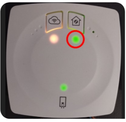 connexion entre thermostat navilink 125/128 et interface chaudiere gaz ou pompe à chaleur air/eau rétabli, voyant maison vert