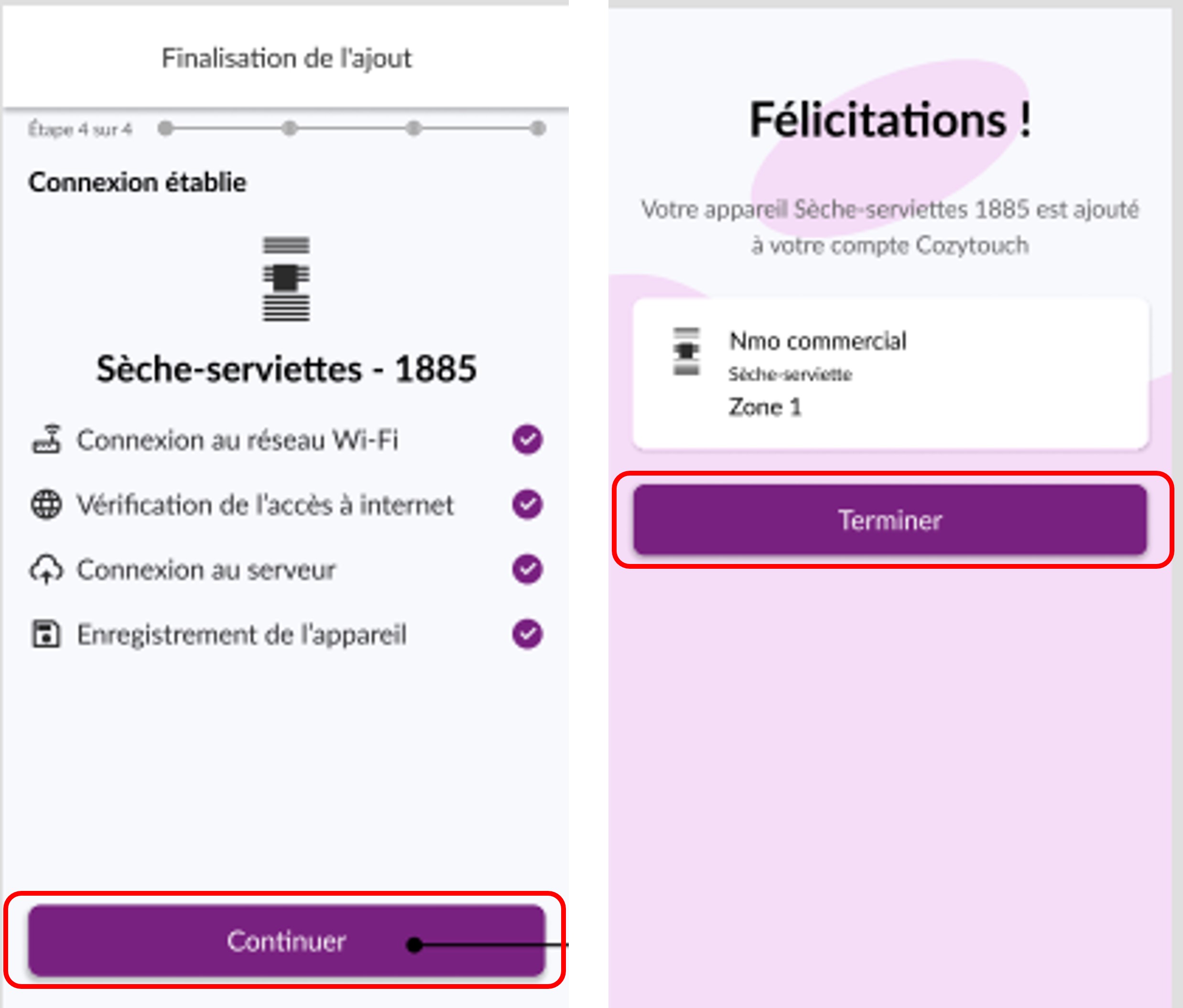atlantic cozytouch : appairage sèche serviettes wi fi finalisé